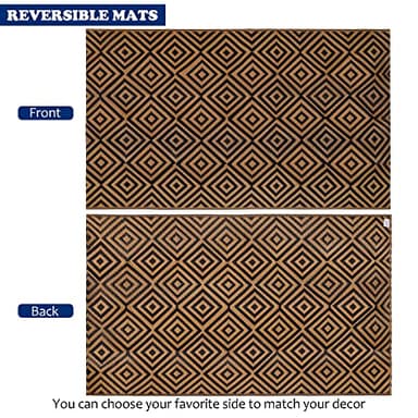 Ridota Reversible Mats, Outdoor Patio Rugs, Plastic Straw Rug, Modern Area Rug, Floor Mat for Outdoors, RV, Patio, Backyard, Deck, Picnic, Beach, Trailer, Camping (Diamond Black & Brown, 5' x 8') - Image 3
