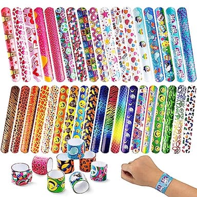 JOYIN 60 Pcs Slap Bracelets for Kids, Bulk Wristbands with Animals, Friendship, Heart, Party Favors, Classroom Prizes Birthday Exchanging Gifts,Goodies Bag Stuffers Fillers - Image 8