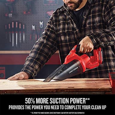 Craftsman V20 Cordless Hand Vacuum, 45 CFM, 2 Stage Filtration System with Filter, Battery and Charger Included (CMCVH001C1) - Image 4