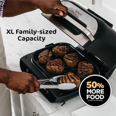 Ninja | Indoor Grill and Air Fryer| Foodi Smart XL | 6-in-1 Grill, Air Fry, Roast, Bake, Broil, Dehydrate & Crisp |Smart Thermometer & Splatter Shield | Dishwasher Safe Parts | Black/Silver | FG551 - Image 5