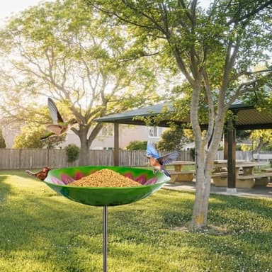 VEWOGIFT Bird Bath for Outdoor, 43" Tall Metal Birdbath with Stake, Peacock Bird Bath & Feeder with 13" Bowl for Outside Garden Patio Yard Decor - Image 6