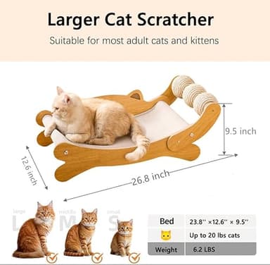 Cat Scratch Pad with Replacement Scratching Felt, Large Cat Scratcher Bed Hammock Lounge for Scratching Pad, Protects Furniture,Kittens Gifts - Image 3
