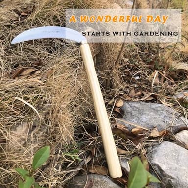 SHANFEEK Grass Sickle Japanese Weeding Hoe Garden Hand Tool Weeding Tools for Garden High-Strength Steel with Solid Wood Handle (Beige) - Image 4