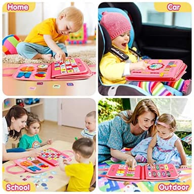 Winblo Toddler Busy Board - Montessori Toys for Toddler Girl Birthday Gift, Educational Learning Sensory Busy Book for Toddlers Girls, Toddlers Activities Travel Toys for Airplane Car - Image 6