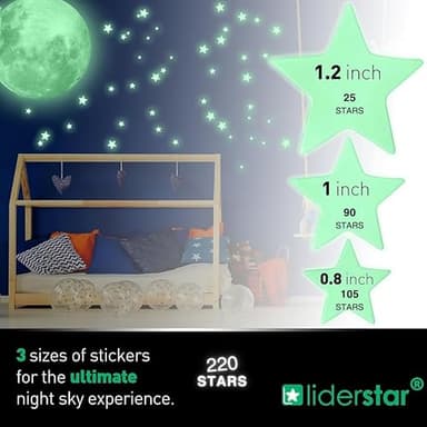 Stars for Ceiling – Glow in The Dark Stars and Moon Wall Decals for Kids Bedroom or Nursery, Luminous Star Stickers for Ceiling, Self-Adhesive Fluorescent Night Sky Decor, Gift for Boys and Girls - Image 8