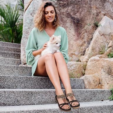 Alicegana Womens Sandals Dressy Summer: Comfortable Bohemian Flats Elastic Ankle Strap Walking Beach Shoes - Image 2