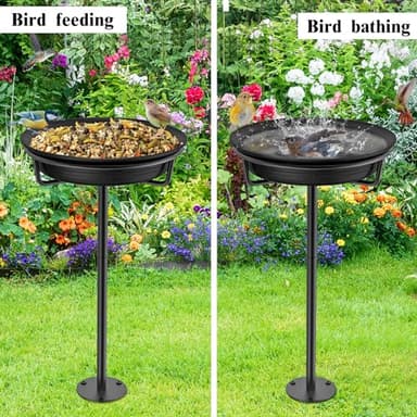 VeyFolzin.st Bird Baths for Outdoors, Detachable Birdbaths for The Garden Clearance, Freestanding Bird Baths for Outdoors Heavy Duty, Bird Bath Bowl Spa & Birdfeeder with Metal Stake Stand (Black) - Image 4