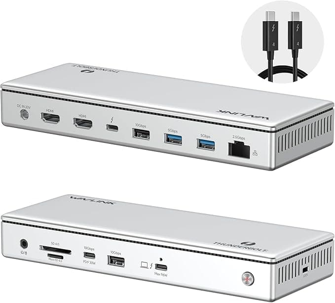 WAVLINK Thunderbolt 4 Hub with Dual HDMI 4K@60Hz,100W Charging, Thunderbolt Certified, 13-in-1 Thunderbolt 4 Dock Dual Monitor Single 8K Output for Windows or Mac, 4X USB, 2.5G Ethernet,SD/MicroSD - Image 1