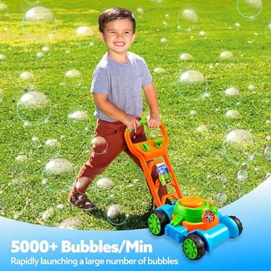 SLOOSH Bubble Lawn Mower Toddler Toys - Pretend Play Bubble Blower Machine Gardening Toy Leak-Proof for Indoor Outdoor Use, Push Toys Preschool Baby Boys Kids Halloween Birthday Gifts (Blue) - Image 4