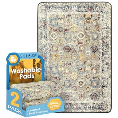 SCLOSE Washable Pee Pads for Dogs 2 Pack, 36" x 24" Reusable Puppy Pads Waterproof, Super Absorbent Dog Rugs, Leakproof, Dog Crate Pad, Playpen Mat, Whelping Pads, Vintage - Image 1