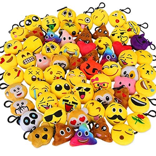 Dreampark Emoticon Keychain Mini Cute Plush Pillows, Party Favors for Kids Valentine's Day Gifts / Birthday Party Supplies, Easter Basket Stuffers Egg Fillers Carnival Prizes Toys for Kids (64 Pack) - Image 1