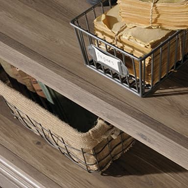 Sauder 2 Tier Book Shelf Wooden Bookcase Multipurpose Bookshelf for Home Office, Living Room, in Salt Oak - Image 8