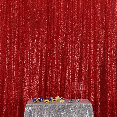 Poise3EHome Red Sequin Backdrop,7FT x 7FT Sequin Photography Backdrop Curtain for Party Decoration - Image 1