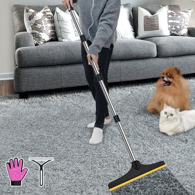 B-Land Carpet Rake for Pet Hair Removal, Reusable Pet Hair Remover with 60” Adjustable Long Handle, Carpet Scraper Dog Cat Hair Remover Tool for Rugs, Mats - Image 1