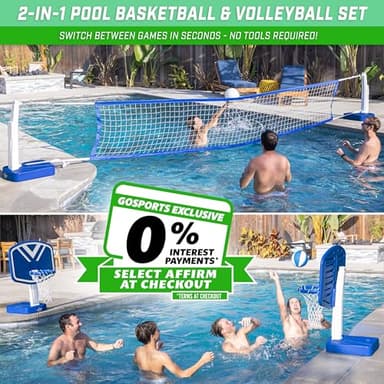 GoSports Splash Hoop 2-in-1 Full Court Pool Basketball & Volleyball Game Set - Image 2