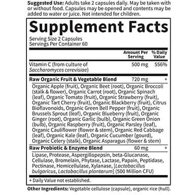 Garden of Life Vitamin Code Raw Vitamin C - 120 Capsules, 500mg Whole Food Vitamin C Capsules + Fruit & Veggie Blend & Probiotics, Supplements for Adults, Vegan, Gluten Free - Image 5