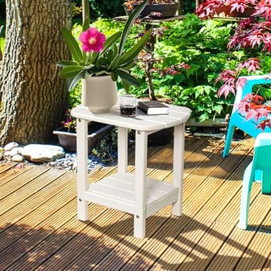 HZLBZYON BZY Adirondack Outdoor Side Table - 16.5" Square 2-Tier Patio Table with Weatherproof HDPE Material | All-Weather, Low Maintenance Furniture for Poolside, Porch, Deck - Image 5