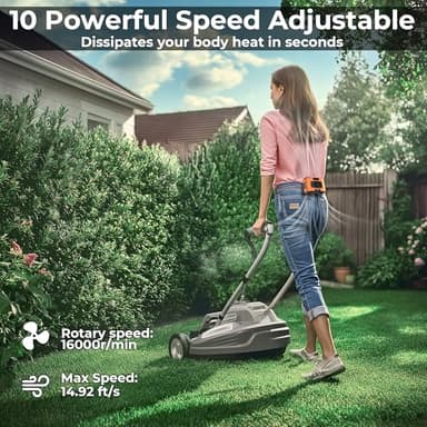 AddAcc Portable Waist Fan, 20000mAh Battery Operated, Clip On Belt & Rechargeable, 10 Speeds 16000RPM Strong Airflow, Max 40H Working Time, Personal Shirt Fan for Outdoor Jobsite Camping Travel - Image 3