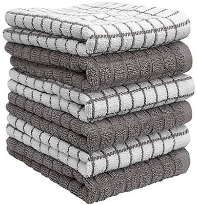Bumble Kitchen Towels | 100% Cotton Dish Towels with Hanging Loop | 16"x 28" | 380GSM | Absorbent Kitchen Towel Set | 6 Pack, Gray - Image 5