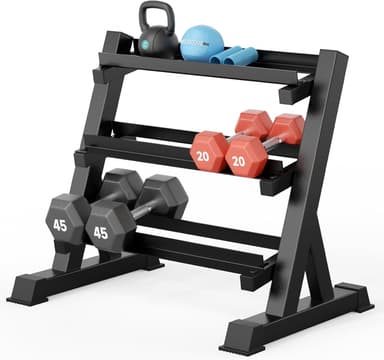 YOLEO Dumbbell Rack - 3 Tier & 5 Tier Compact Weight Rack for Dumbbell, Kettlebell, Barbell, Heavy Duty Weight Storage Organizer, Space-Saving Dumbbell Storage Stand Holder for Home Gym - 1100LBS Capacity (Rack Only - Image 2