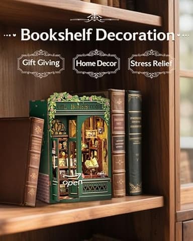 CUTEBEE Book Nook Kit, DIY Miniature House Kits for Adult and Teens, Dollhouse Mini Booknook House Bookshelf Decor, DIY Craft Gifts for Family and Friends（Owl Bookstore） - Image 3