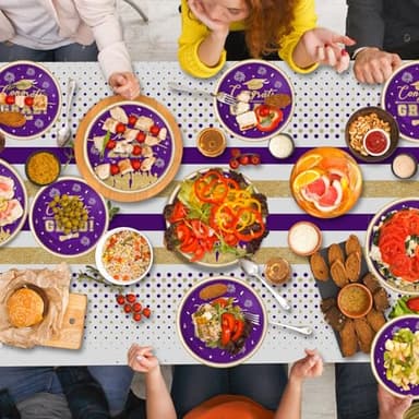 Graduation Plates and Napkins 2025 Graduation Party Supplies, Class of 2025 Congrats Grad Disposable Paper Plates Cocktail Napkins Set for Purple Gold 2025 Graduations Party Decorations Sets, Serve 50 - Image 5