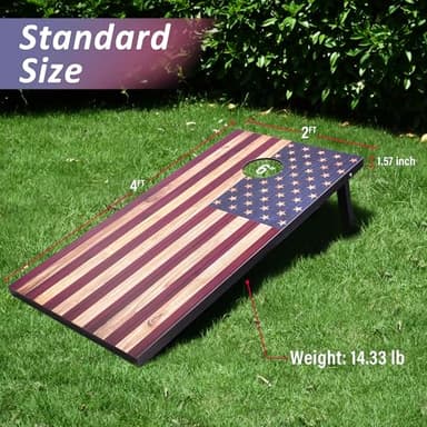 Cornhole Set, Regulation Size Cornhole Boards with 8 Bean Bags and Carrying Case, 4 ft x 2 ft Corn Hole Outdoor Game Toss Board for Adults Outside Activities - Image 2