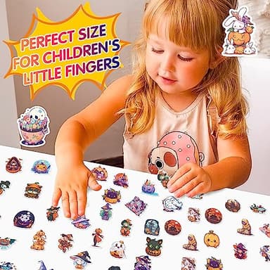 100PCS Non Repeating Halloween Children's Cartoon Pumpkin Themed Stickers Party Favors Vinyl Waterproof Holiday Party, Halloween Children's Cartoon Party Stickers Decoration - Image 8