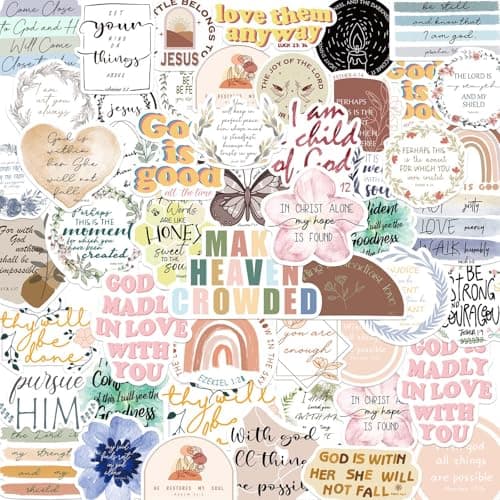 50PCS Bible Verse Stickers: Inspirational Christian Stickers for Women, Men, Teens - Perfect for Water Bottle, Laptop, Bible - Image 1