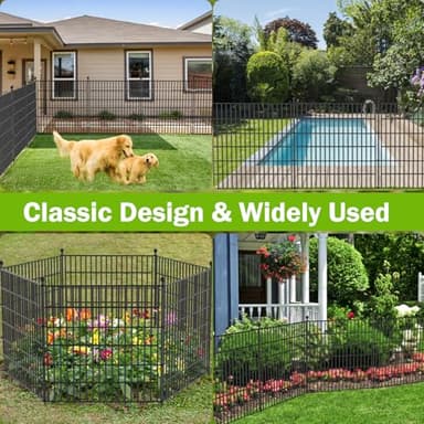 8 Panels No Dig Decorative Outdoor Garden Fence with Gate for Yard, 48 in(H) X 21 ft(L) Animal Barrier Fencing Rustproof Metal Wire Panel Border for Dog, Rabbits, and Patio Temporary Ground Stakes - Image 6