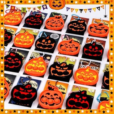 Halloween Party Favors for Kids 24 PCS Halloween Pumpkin Pop Fidget Toys,Halloween Toys Treats for Kids,Halloween Goodie Bag Stuffers,Halloween Classroom Prizes - Image 3