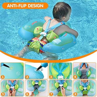 [New Upgraded] Swimbobo Baby Swimming Float Kids Inflatable Swim Ring with Safety Support Bottom Swimming Pool Accessories for 3-36 Months (Blue, XL) - Image 5