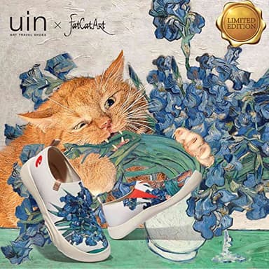 UIN x FatCatArt Collaboration Women's Art Travel Walking Shoes Slip On Casual Lightweight Fashion Sneaker Toledo ⅩⅤ Love Irises' Smell 3 (9) - Image 2
