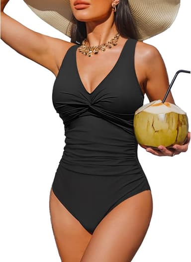 Holipick Women Tummy Control One Piece Swimsuit - Push Up Bathing Suit Full Coverage Slimming Swimwear - Image 1