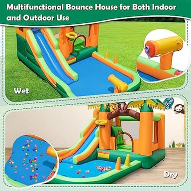 BOUNTECH Inflatable Water Slide, Jungle Kids Water Park Jump Castle with Long Slide, Splash Pool, Water Slides Inflatables for Kids, Blow up Backyard Party Outdoor Water Slide Bounce House with Blower - Image 5