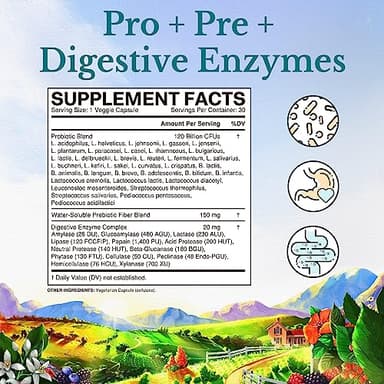 VITALITOWN Probiotics 120 Billion CFUs | 36 Strains, with Prebiotics & Digestive Enzymes for Men Women | Shelf Stable | Digestive Health & Immune Support | Vegan, Non-GMO | 30 Delayed Release Veg Caps - Image 2