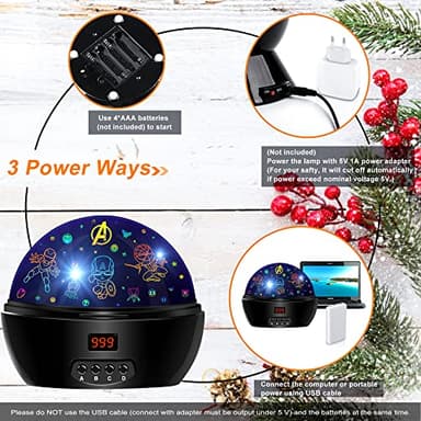 MOKOQI Kid Light Projector Superhero Toys for Boys 5-7 Avengers Night Light Projector with Timer for Kids Room, 360 Degree Rotation Toddler Nightlights with Spiderman Figurine Star Lamps - Image 4
