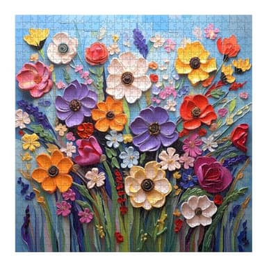 Colorful Flower Puzzles for Adults, Mosaic Plant Floral Puzzle Art, Spring Flower Garden Jigsaw Puzzles 1000 Pieces Painting - Image 2