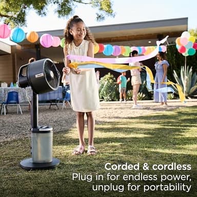 Shark FlexBreeze Pro Mist Fan — Indoor & Outdoor, Integrated Misting, Pedestal to Tabletop, Corded or Cordless, Up to 24-Hr Battery, Oscillating, Charcoal Grey, FA302 (2025 Release) - Image 9