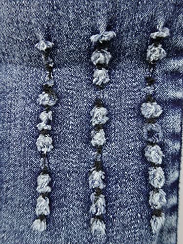 KIDSCOOL SPACE Girl Jeans,Embroidered Elastic Washed Denim Pants,Blue,5-6 Years - Image 6
