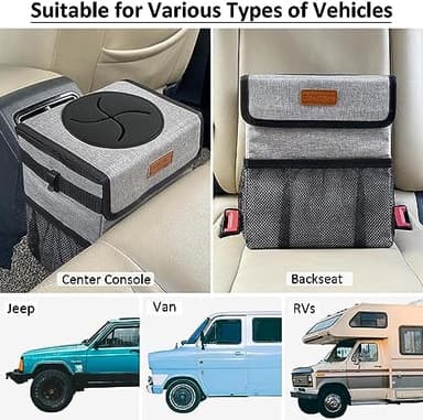 Car Trash Can Bin for Back Seat Leak Proof, Cute Car Trash Bag Hanging, Vehicle Trash Can for SUV Truck Van, Automotive Garbage Cans Front Seat Grey - Image 5
