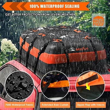 MeeFar Car Roof Bag XBEEK Rooftop top Cargo Carrier Bag 20 Cubic feet Waterproof for All Cars with/Without Rack, Includes Anti-Slip Mat, 10 Reinforced Straps, 6 Door Hooks, Luggage Lock - Image 7