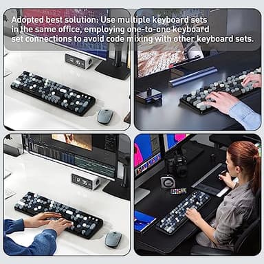 Keyboard and Mouse Wireless,Cute Retro Wireless Keyboard Mouse Combo with Round Key,2.4Ghz Dropout-Free Connection,Typewriter Keyboard Mouse Set for PC Laptop Desktop Computer-Grey Colorful - Image 7