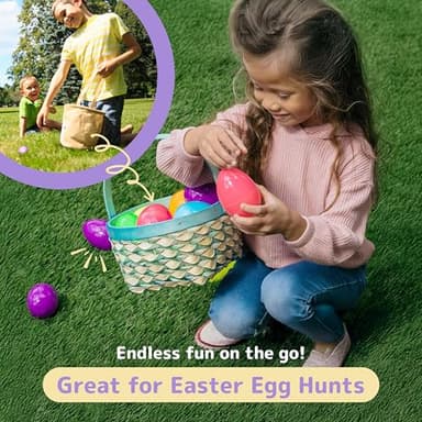 PREXTEX 3.5” Unfilled Easter Eggs, 12 pcs Empty Plastic Eggs Fillable with Candy, Presents for Toy Basket - Easter Decorations, Toy Egg Basket - Boys and Girls - Image 5