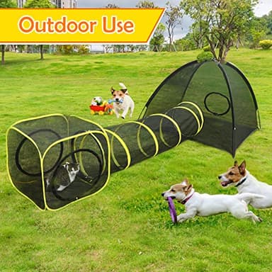 Outdoor Cat Enclosures for Indoor, Portable Mesh Tent, Outdoor pet Tunnel, Cat Playhouse with Adjustable Cat Harness and Leash for Walking, Colorful Tease Ball for Small Animals - Image 4