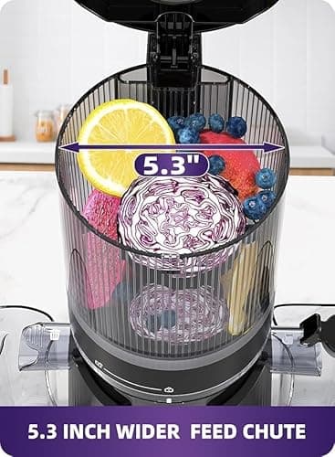 ACOQOOS Juicer Machines, 5.3" Wide Chute for Whole Fruit and Vegetable,1.8L Auto-Feed Time-Saver, Slow Masticating High Yield, Easy to Clean Cold Press Juicer with 2 Cups - Image 2