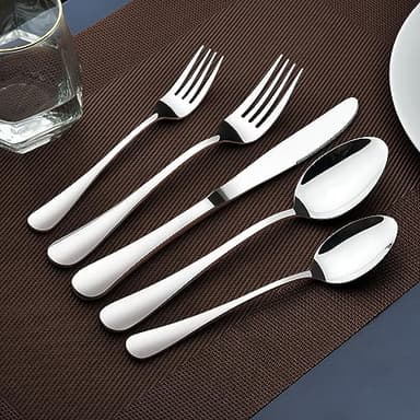 Silverware Set for 8, 40 Piece Heavy Duty Stainless Steel Flatware Utensils Cutlery Set Including Steak Knife Fork and Spoon, Dishwasher Safe, Gift Package for Wedding Housewarming - Image 5