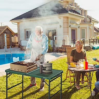VILLEY Grill Table, 3ft Folding Camping Table with Aluminum Adjustable Legs, Portable Lightweight Camp Table for Beach Picnics and Outdoor Cooking - Image 2