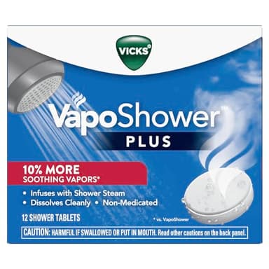 Vicks, VapoShower Plus, Shower Steamers, Eucalyptus Shower Steamer & Menthol Scent, Clean Dissolving Vapor Shower Tablets, Aromatherapy Shower Steamer & Shower Bombs, 12 count - Image 9