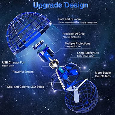 Ciniffo Flying Orb Ball 2025, Hand Controlled Boomerang Spinner Mini Drone Cosmic Globe Toy, Cool Toys Gift for 6 7 8 9 10+ Year Old Boys Girls Teens Outdoor Toys(Blue) - Image 4